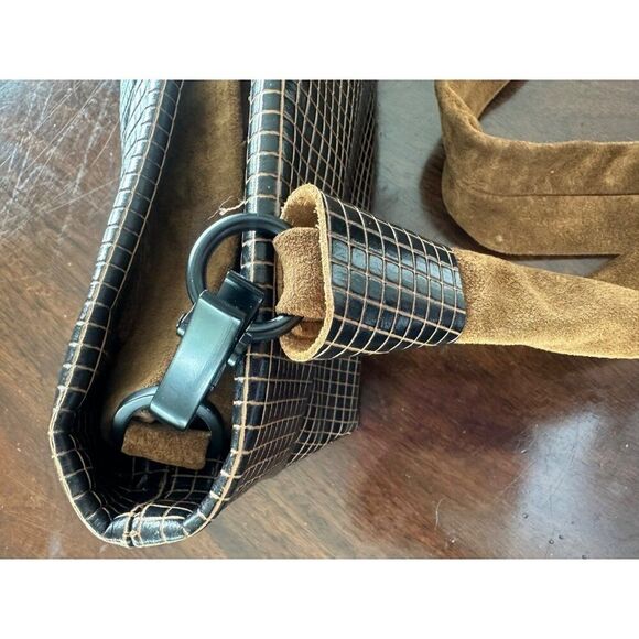 Daniella Lehavi Brown Leather Rectangle Shoulder Bag with Suede Strap - Picture 11 of 15